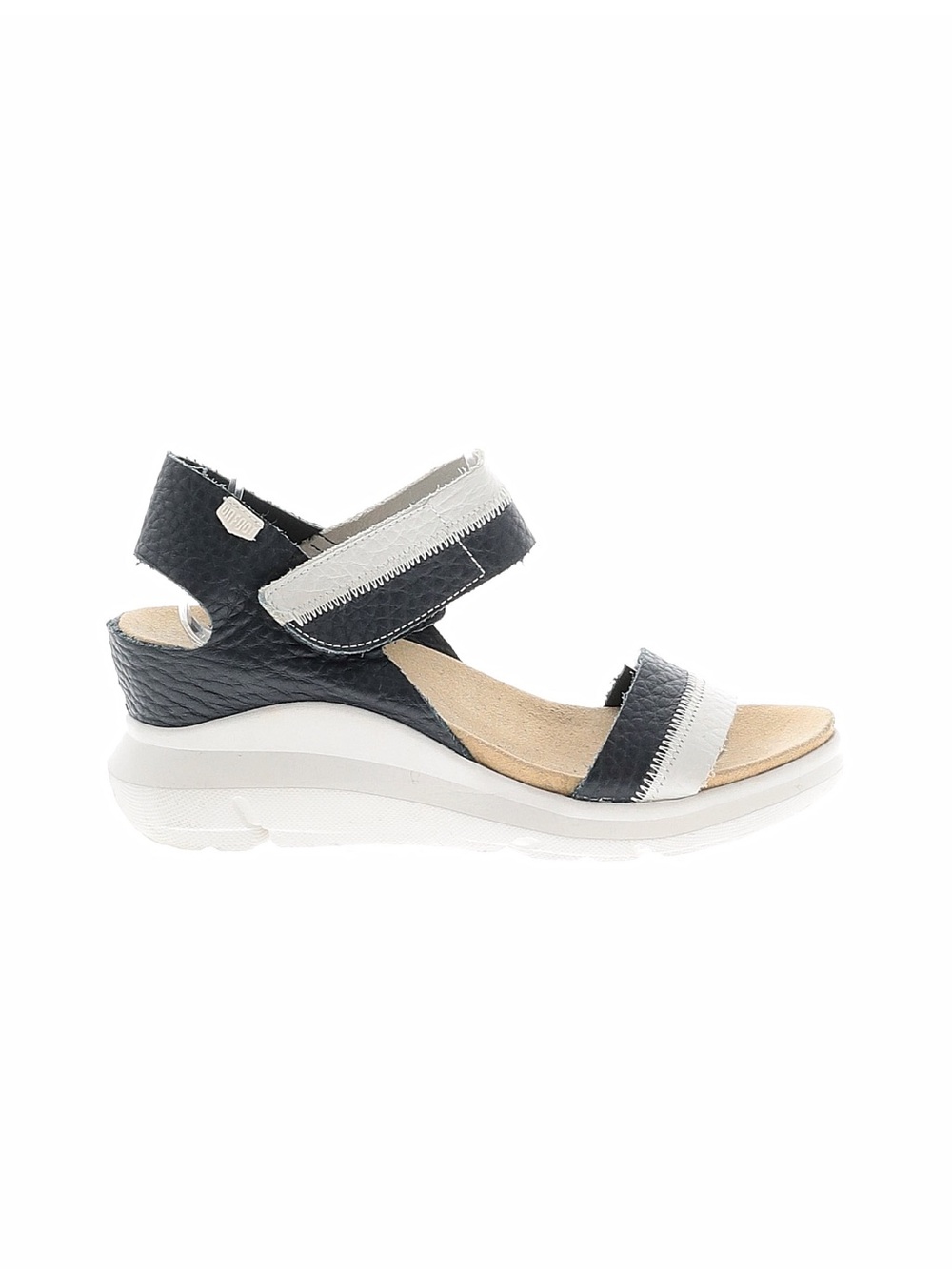 On Foot 90502 Daytona Platform Women's Black and White Velcro Sport Sandal